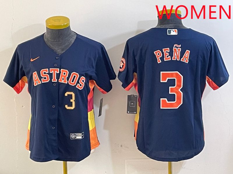 Women Houston Astros #3 Pena Blue City Edition 2025 Nike MLB Jersey style 4